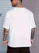 Baskılı Oversize Bisiklet Yaka T-shirt - Beyaz resmi